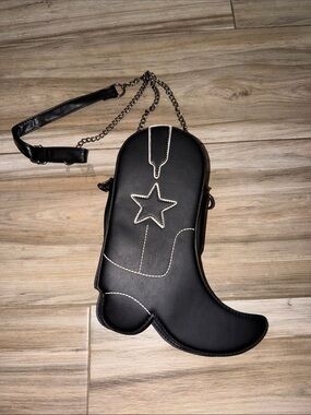 Black Star Cowboy Boot Crossbody Bag - Women Accessories